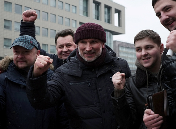 Колонна "РОДИНЫ" на шествии в поддержку русских на Украине, Москва, 2 марта 2014 г.