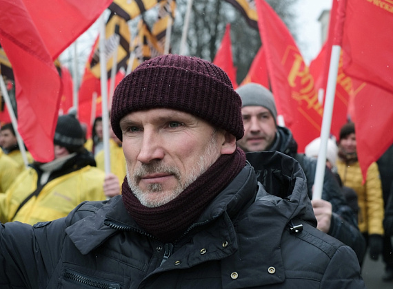 Колонна "РОДИНЫ" на шествии в поддержку русских на Украине, Москва, 2 марта 2014 г.