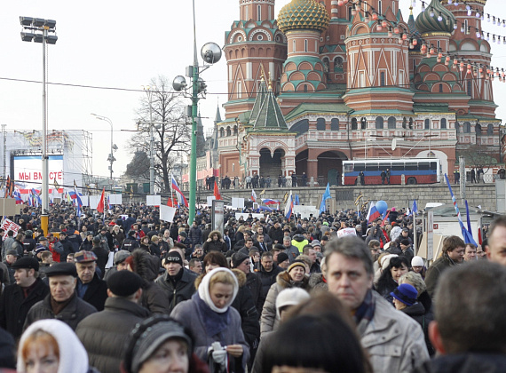 Митинг на Васильевском спуске в поддержку Крыма, 7 марта 2014 г.