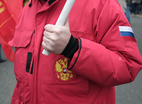 Колонна "РОДИНЫ" на шествии в поддержку русских на Украине, Москва, 2 марта 2014 г.