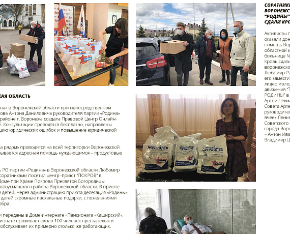 Партия "РОДИНА" против коронавируса. Отчет за апрель 2020 г.