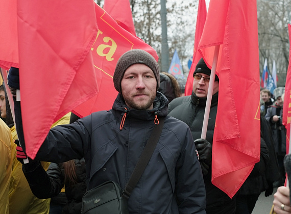 Колонна "РОДИНЫ" на шествии в поддержку русских на Украине, Москва, 2 марта 2014 г.