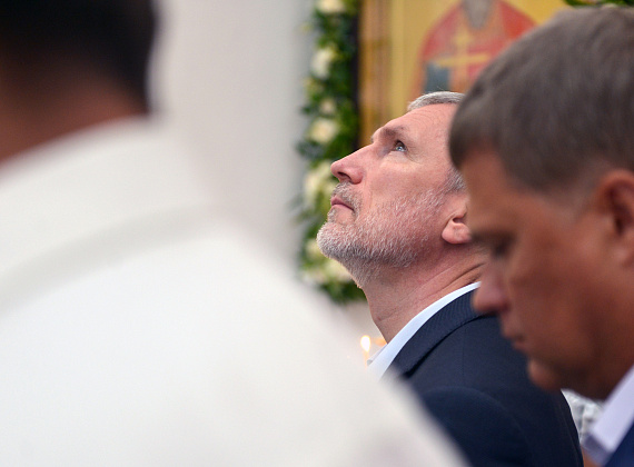 Алексей Журавлев на богослужении в воронежском храме в День крещения Руси, 28.07.2016