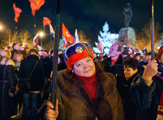Митинг в Севастополе после референдума, выступление Алексея Журавлёва и Антона Тицкого, 16 марта 2014 г.