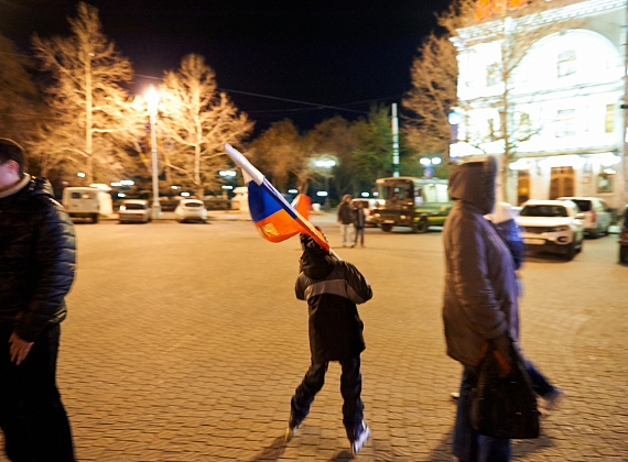 Российские флаги в Симферополе, Бахчисарае, Севастополе, 15 марта 2014 г.