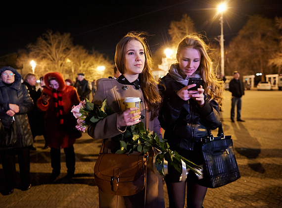 Российские флаги в Симферополе, Бахчисарае, Севастополе, 15 марта 2014 г.