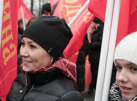 Колонна "РОДИНЫ" на шествии в поддержку русских на Украине, Москва, 2 марта 2014 г.