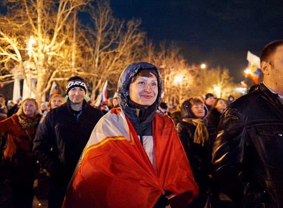 Митинг в Севастополе после референдума, выступление Алексея Журавлёва и Антона Тицкого, 16 марта 2014 г.