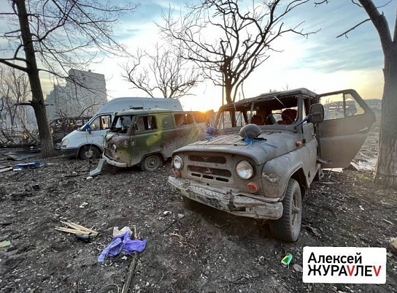Алексей Журавлев в освобожденном от нацистов Мариуполе (28.03.2022)