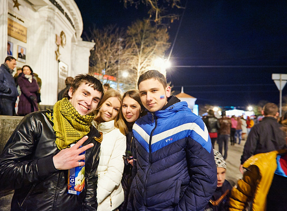 Митинг в Севастополе после референдума, выступление Алексея Журавлёва и Антона Тицкого, 16 марта 2014 г.