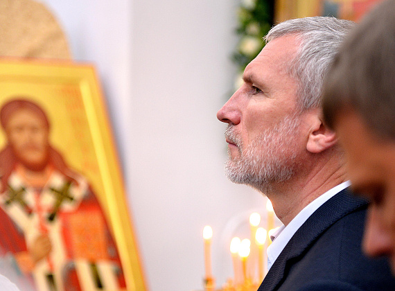 Алексей Журавлев на богослужении в воронежском храме в День крещения Руси, 28.07.2016