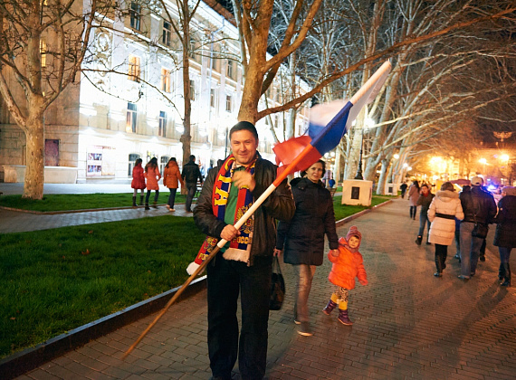 Митинг в Севастополе после референдума, выступление Алексея Журавлёва и Антона Тицкого, 16 марта 2014 г.