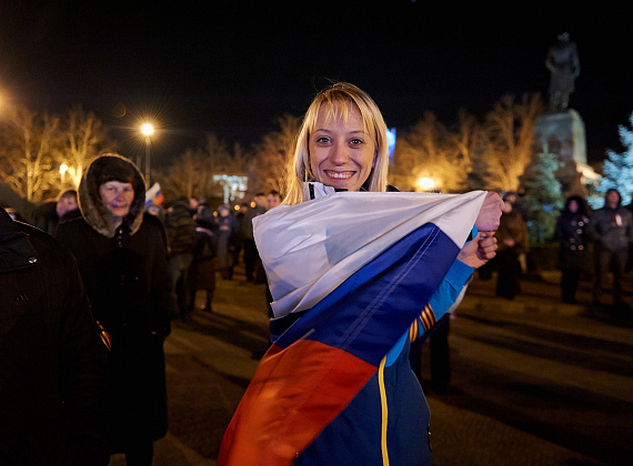 Российские флаги в Симферополе, Бахчисарае, Севастополе, 15 марта 2014 г.