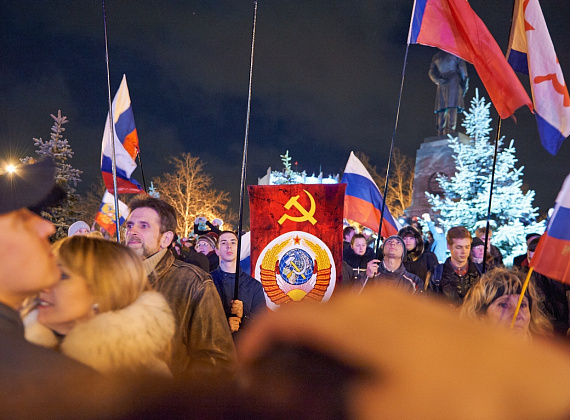 Митинг в Севастополе после референдума, выступление Алексея Журавлёва и Антона Тицкого, 16 марта 2014 г.
