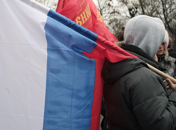 Колонна "РОДИНЫ" на шествии в поддержку русских на Украине, Москва, 2 марта 2014 г.