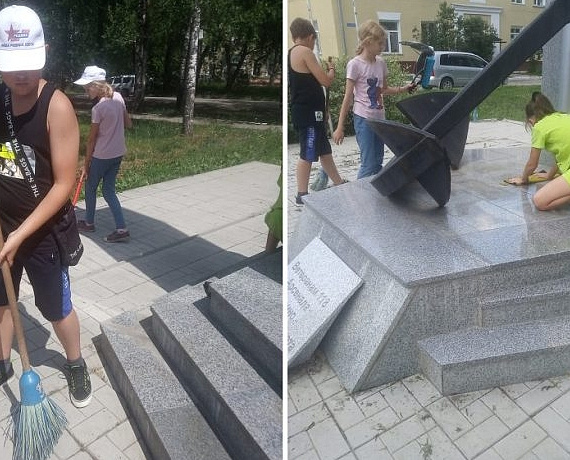 Накануне Дня памяти и скорби ребята из трудового отряда школьников привели в порядок памятник ветеранам в Новосибирске