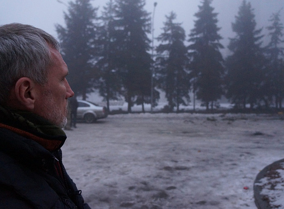 Алексей Журавлёв у ДК им. Куйбышева в Донецке, 30.01.2015