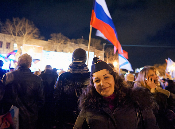 Митинг в Севастополе после референдума, выступление Алексея Журавлёва и Антона Тицкого, 16 марта 2014 г.