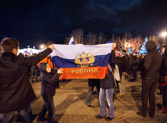 Митинг в Севастополе после референдума, выступление Алексея Журавлёва и Антона Тицкого, 16 марта 2014 г.