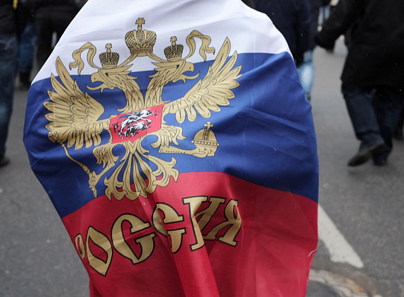 Колонна "РОДИНЫ" на шествии в поддержку русских на Украине, Москва, 2 марта 2014 г.