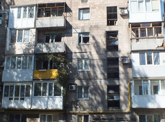 Алексей Журавлёв в Донецке. Последствия обстрелов хунты, 22 сентября 2014 г.