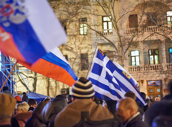 Митинг в Севастополе после референдума, выступление Алексея Журавлёва и Антона Тицкого, 16 марта 2014 г.