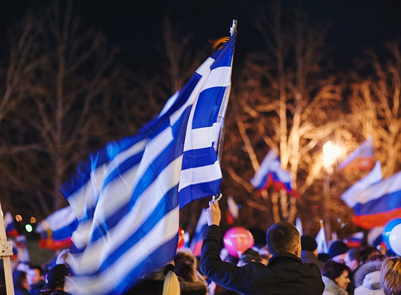 Митинг в Севастополе после референдума, выступление Алексея Журавлёва и Антона Тицкого, 16 марта 2014 г.