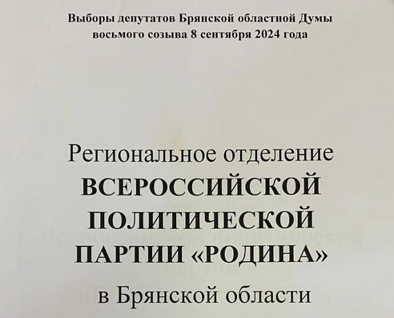"РОДИНА" представила в Избирком документы о выдвижении кандидатов в депутаты Брянской областной Думы