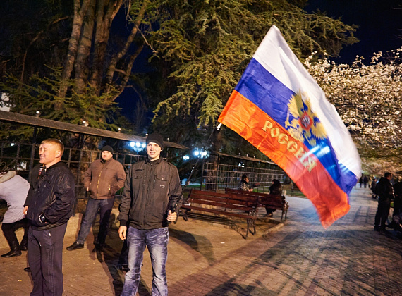 Митинг в Севастополе после референдума, выступление Алексея Журавлёва и Антона Тицкого, 16 марта 2014 г.