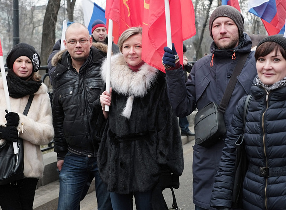 Колонна "РОДИНЫ" на шествии в поддержку русских на Украине, Москва, 2 марта 2014 г.