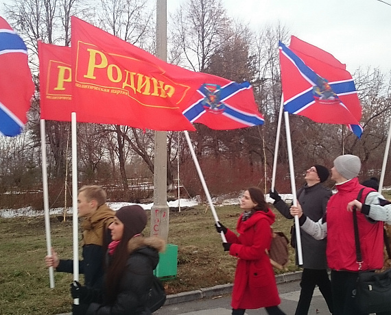 Патриоты Новосибирска провели пикет в поддержку выборов в Новороссии
