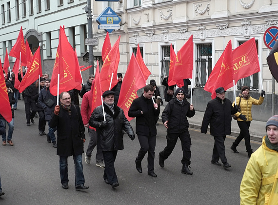 Колонна "РОДИНЫ" на шествии в поддержку русских на Украине, Москва, 2 марта 2014 г.